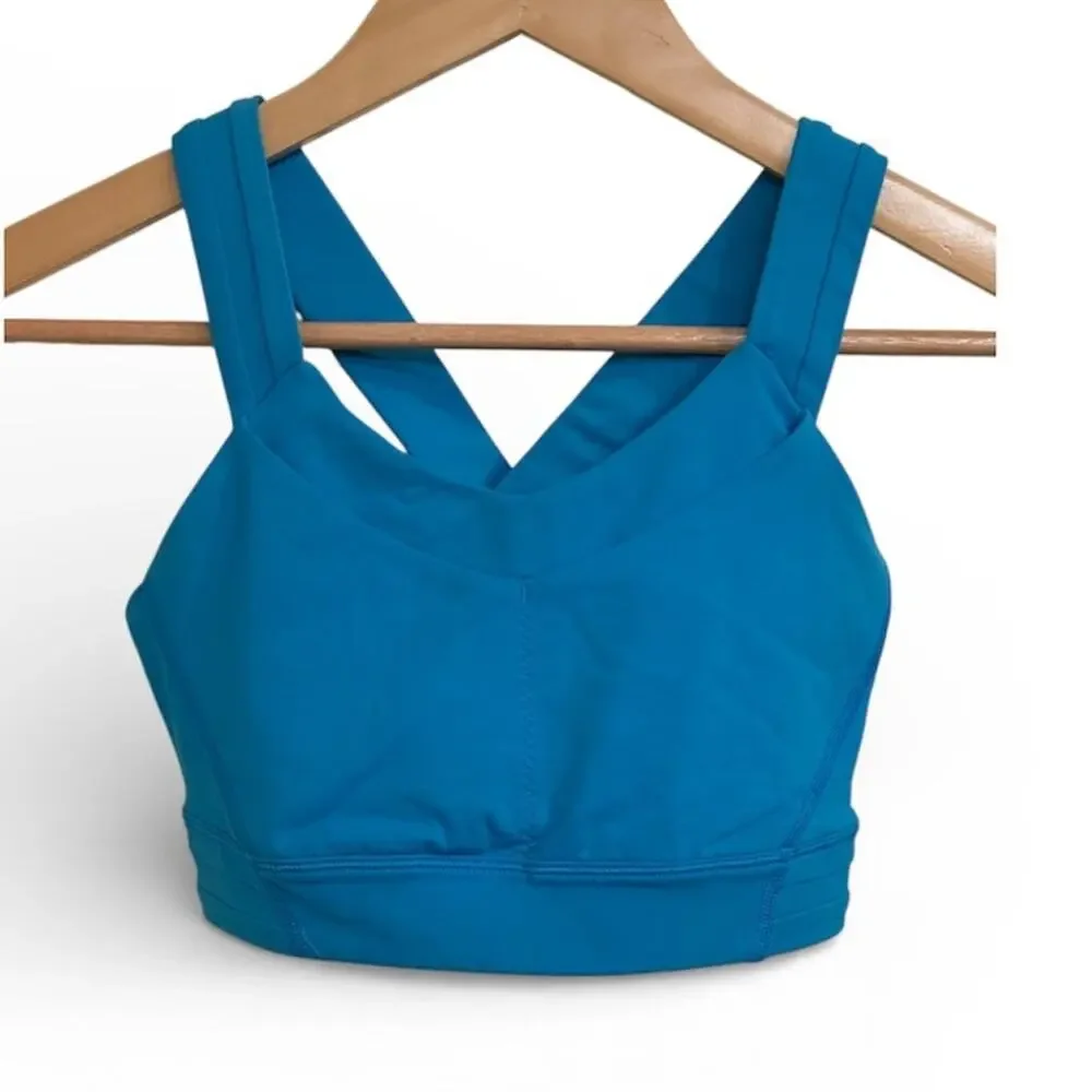 Lululemon‎ Blue Teal Crisscross Back Sports Bra Size 4